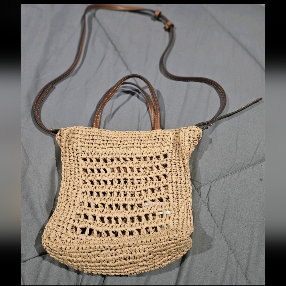 Mango Raffia-effect shoulder bag Beige - Picture 2 of 9